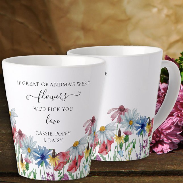 Great Grandma Flowers Poem Country Wildflower Latte Mug (Creator Uploaded)