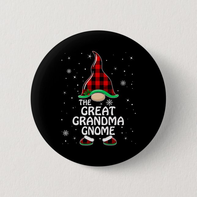 Great Grandma Gnome Buffalo Plaid Matching Family  6 Cm Round Badge (Front)
