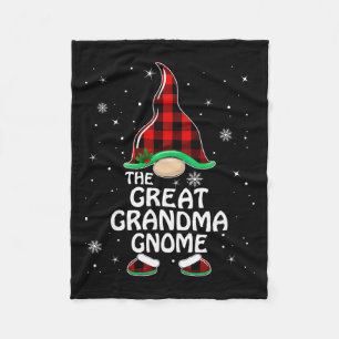 Great Grandma Gnome Buffalo Plaid Matching Family  Fleece Blanket