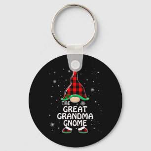 Great Grandma Gnome Buffalo Plaid Matching Family Key Ring