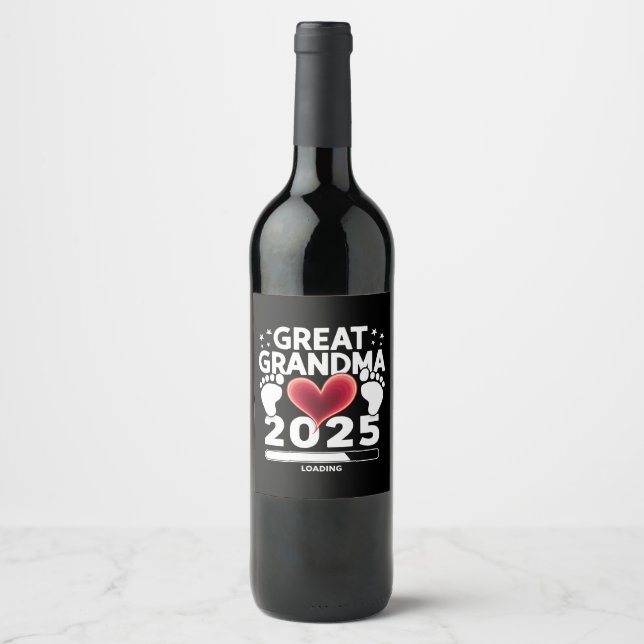 Great grandma Loading 2025 Pregnancy Announcement Wine Label (Front)