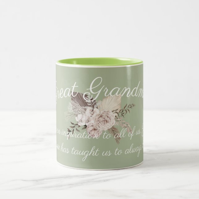 Great Grandma Message From Kids Bouquet Two-Tone Coffee Mug (Center)