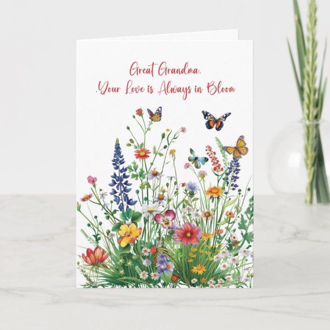 Great Grandma Mothers Day Love In Bloom Wildflower Card (Front)