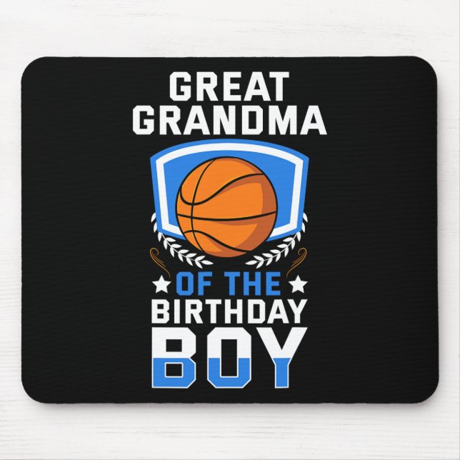 Great Grandma Of The Birthday Boy Basketball Famil Mouse Pad (Front)