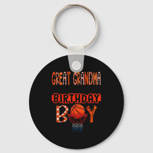 Great Grandma Of The Birthday Boy Basketball Party Key Ring