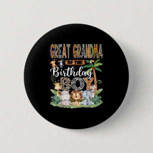 Great Grandma Of The Birthday Boy Jungle Safari An 6 Cm Round Badge