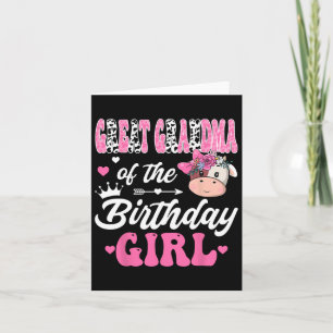 Great Grandma Of The Birthday Girl Farm Cow 1st Bd Card