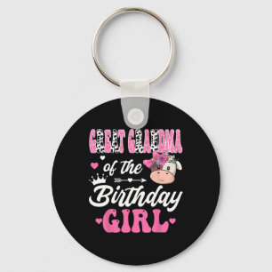 Great Grandma Of The Birthday Girl Farm Cow 1st Bd Key Ring