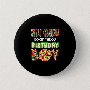 Great grandma of the boy birthday boy pizza lover 6 cm round badge