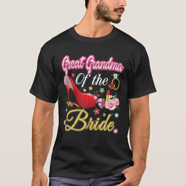 Great Grandma Of The Bride Happy Wedding Flower Pi T-Shirt (Front)