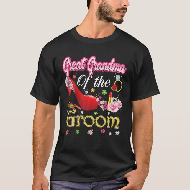 Great Grandma Of The Groom Happy Wedding Flower Pi T-Shirt (Front)