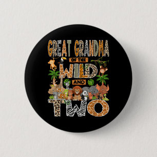 Great Grandma of The Wild Two 2nd Birthday Boy 6 Cm Round Badge