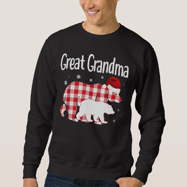 Great Grandma Red Plaid Bear Matching Family Chris Sweatshirt (Front)