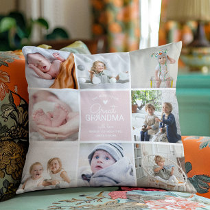 GREAT GRANDMA 'the most loved' Photo Collage Throw Cushion
