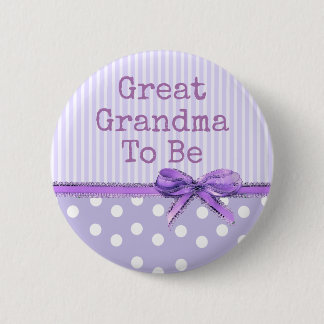 Great Grandma to be Baby Shower Button: Purple Bow 6 Cm Round Badge