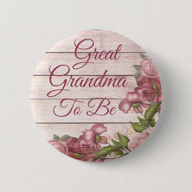 Great Grandma to be baby shower Magenta Roses 6 Cm Round Badge (Front)