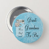 Great Grandma to be Blue Mason Jar Rustic Button (Front & Back)