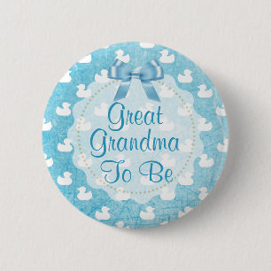 Great Grandma to be Blue Rubber Ducklings Button