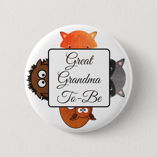 Great Grandma To Be Button Fox Woodlands Theme (Front)