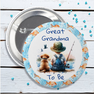 Great Grandma to Be   Fishing Themed Baby Shower 6 Cm Round Badge