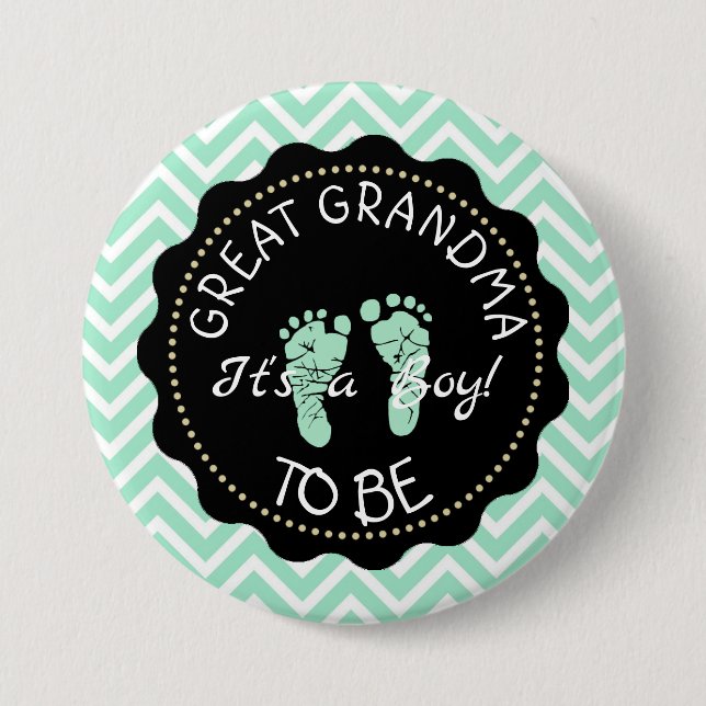 Great Grandma  to be  Green Baby Shower button (Front)