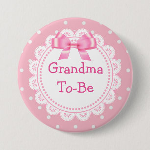Great Grandma to Be Pink Dots Baby Shower Button