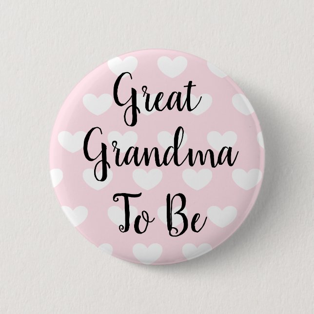 Great Grandma to be Pink Hearts Baby Shower 6 Cm Round Badge (Front)