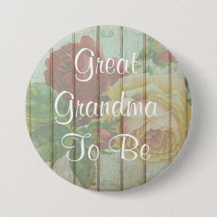 Great Grandma to be rustic Baby Shower Button