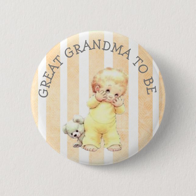 Great Grandma to be Vintage Baby Boy Button (Front)