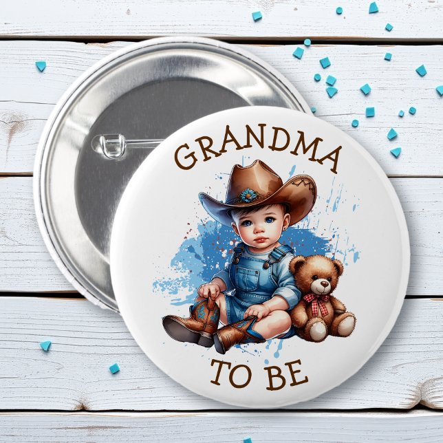 Great Grandma To Be | Western Cowboy Baby Shower 6 Cm Round Badge (Creator Uploaded)