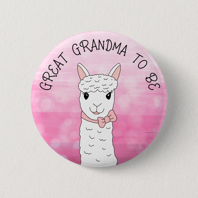 Great Grandma To Be with Pink Bow 6 Cm Round Badge (Front)