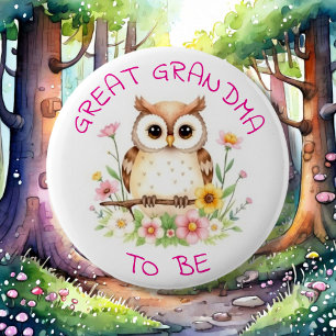 Great Grandma to be   Woodland  Baby Shower  6 Cm Round Badge