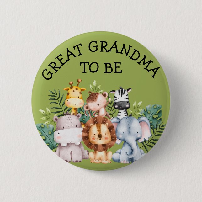 Great Grandma To Be Woodland Creatures Baby Shower 6 Cm Round Badge (Front)