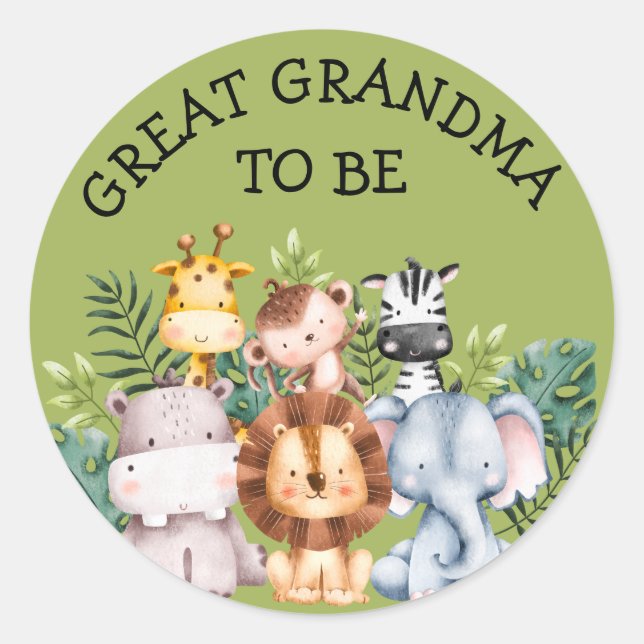 Great Grandma To Be Woodland Creatures Baby Shower Classic Round Sticker (Front)
