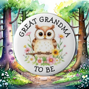 Great Grandma to be Woodland Themed Baby Shower 6 Cm Round Badge