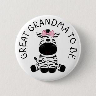 Great Grandma to be Zebra Baby Shower button