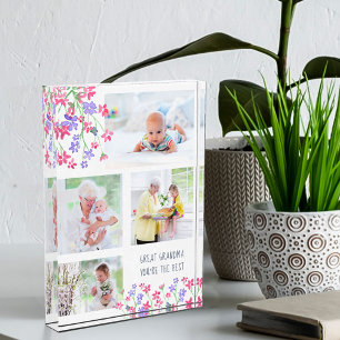 Great Grandma You're The Best Pink Ditsy Floral Photo Block