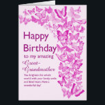 Great Grandmother Birthday Butterflies<br><div class="desc">A flurry of pink butterflies fills this birthday card for a great grandmother with joy. A crowd of butterflies soaring upwards to tell your great grandmother how wonderful she is. She is sure to love the sentiment in this heartfelt message.</div>