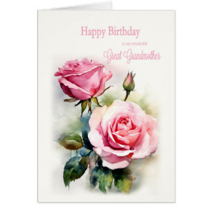 Great Grandmother Birthday Roses Painted Watercol
