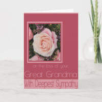 Great grandmother loss Rose sympathy Card
