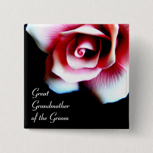 Great Grandmother of the Groom Pink Rose ID Button