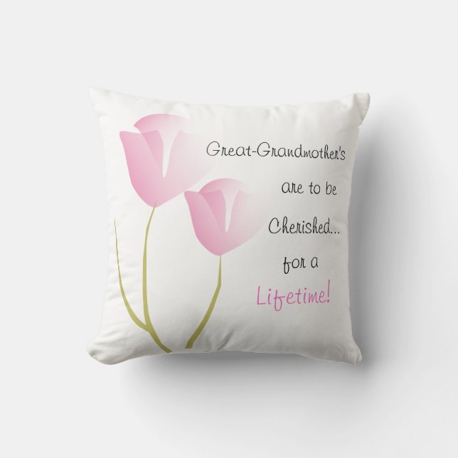 Great-Grandmother Pillow Pink Tulips (Front)