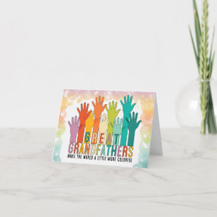Great Grandpa Father's Day Colourful Hands Raised Holiday Card