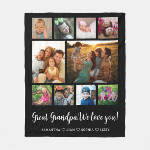 Great Grandpa Gift Grandkids 10 Photo Collage   Fleece Blanket