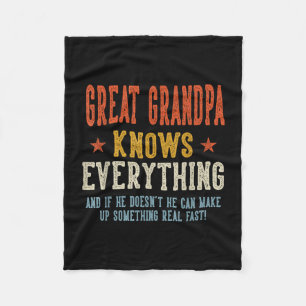 Great grandpa knows everything father's day retro fleece blanket