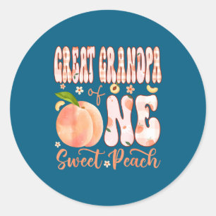 Great grandpa of one sweet peach 1st birthday girl classic round sticker
