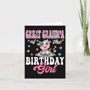 Great Grandpa Of The Birthday Girl Cute Cow 1st Bi Card