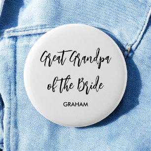 Great Grandpa of the Bride Black White Button