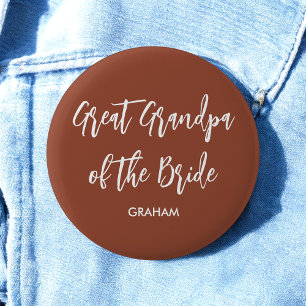 Great Grandpa of the Bride Terracotta 6 Cm Round Badge