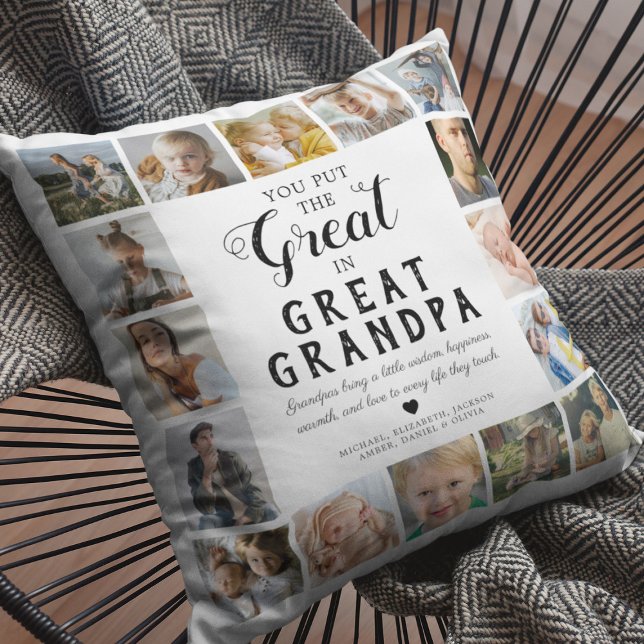 Great Grandpa Photo Collage Cushion (Creator Uploaded)